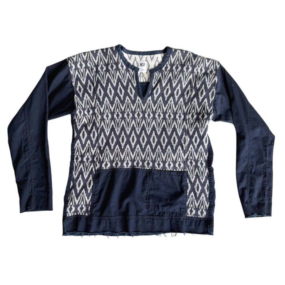NSF Made in USA Cotton Geometric Print‎ Tunic Top Women Size L